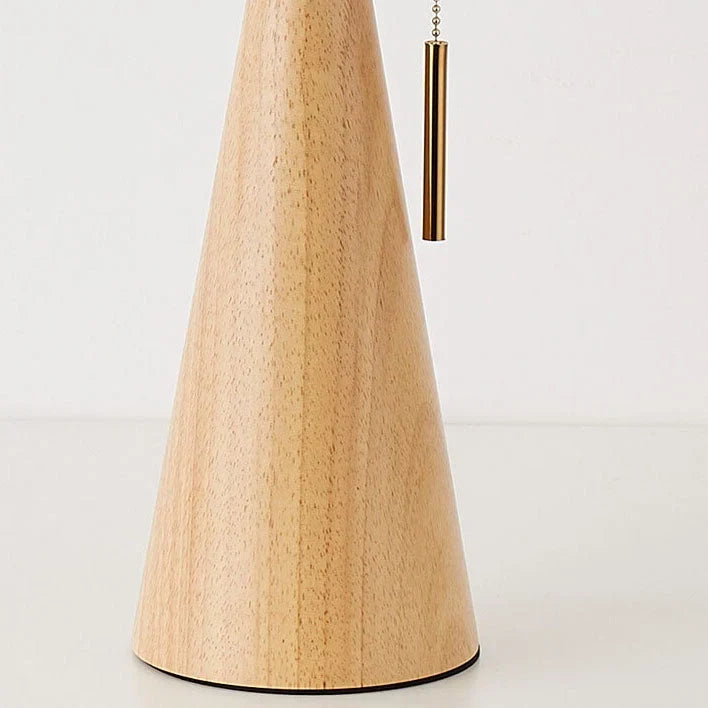 Japanische Holztischlampe mit plissiertem Stoffschirm